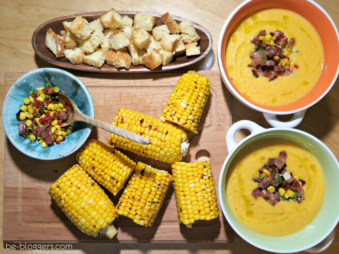 суп-пюре из кукурузы, запеченная кукуруза, рецепт, фото