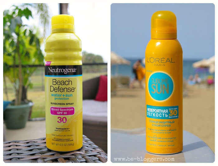 L'Oreal Paris Sublime Sun "Невероятная легкость", SPF 30 и Neutrogena Beach Defense Water + Sun Protection Sunscreen Spray, SPF 30, отзыв
